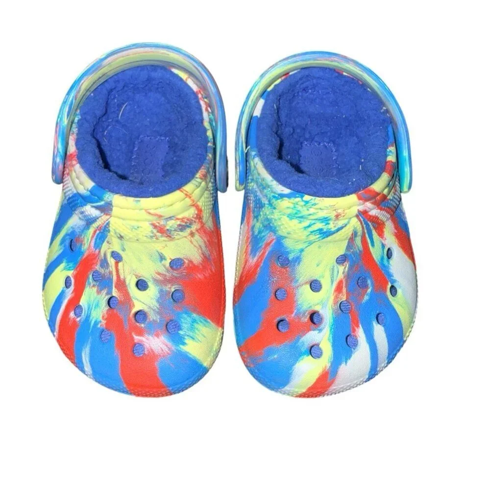 Crocs Unisex-Child Kids' Toddlers Classic Marbled Tie Dye Lined Clogs Size 5